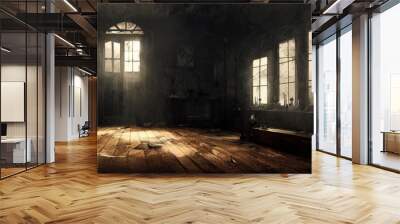 Inside horror house Halloween concept background. Spooky night wallpaper. Wall mural